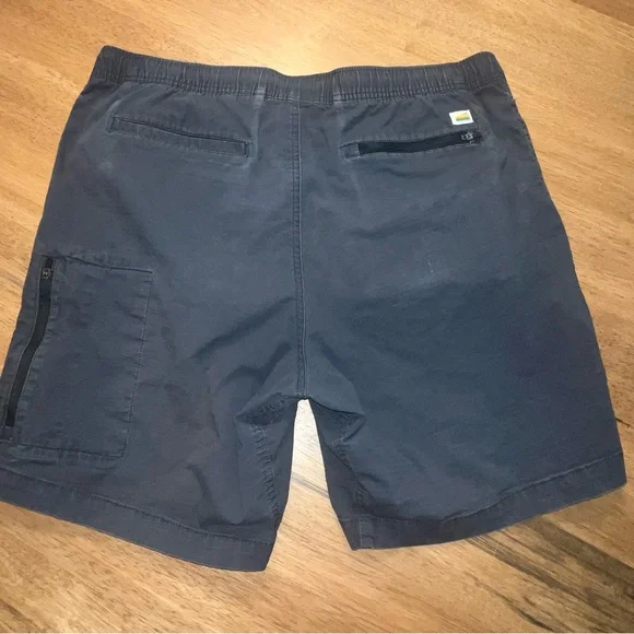 Vuori Ripstop Shorts Mens XL washed navy blue Zip Pocket distressed fade - Picture 2 of 10